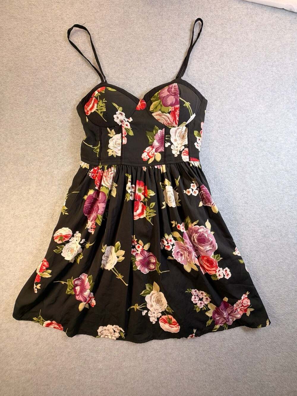 Band of Gypsies Floral Dress Black Smocked Cami Fit and Flare